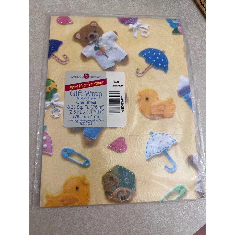 Baby Gift Wrap Lot Teddy Bears Ducks All Star Little Champ NOS 3 Sheets‎